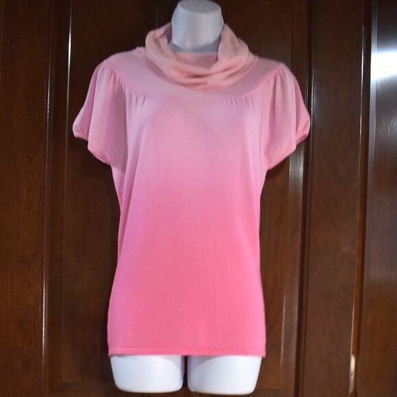 INC International Concepts Pink Ombre Cowl High Neck Sweater Blouse Size Large - Picture 2 of 15